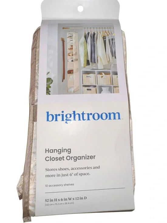 Brightroom Beige Hanging Closet Organizer - 10-Shelf Storage