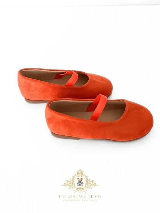 NWT Adorable Girls Ballerina Flats Children's Shoes Baby ToddlerKids Orange 11.5