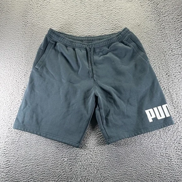 Puma Sweatshorts Mens XL Blue Polyester Fleece Lined Drawstring Performance