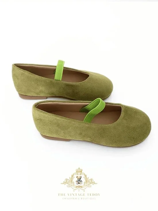 NWT Adorable Girls Ballerina Flats Children's Shoes Baby Toddler Kids Green 6.5