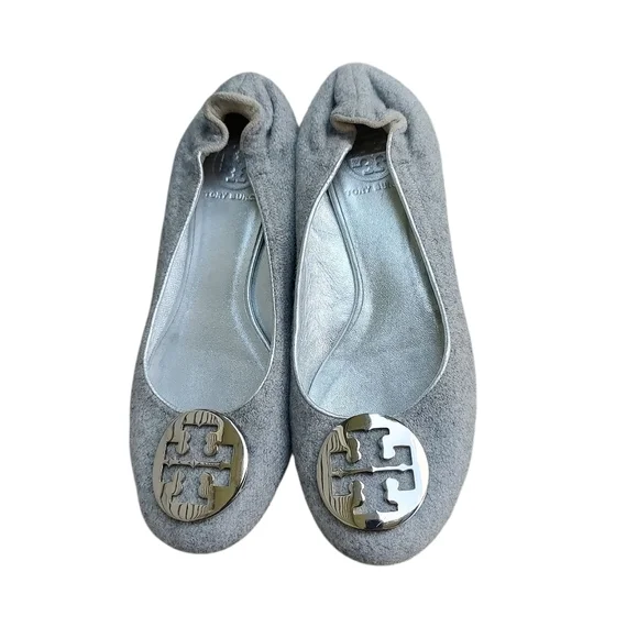 Tory Burch Heather Gray Wool Loafers