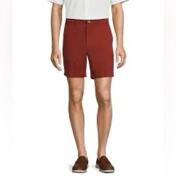 (B5) Roundtree & Yorke‎ Men's Flat Front Chino Preppy Shorts Rust Red 42