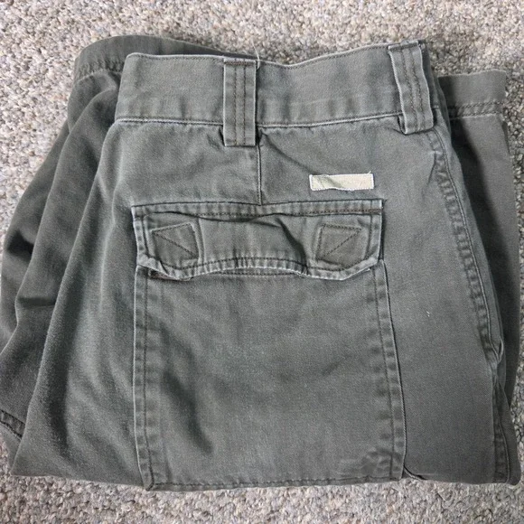 Perry Ellis Cottons‎ Mens Olive Green Cargo Shorts Size 34 Cotton Twill Casual