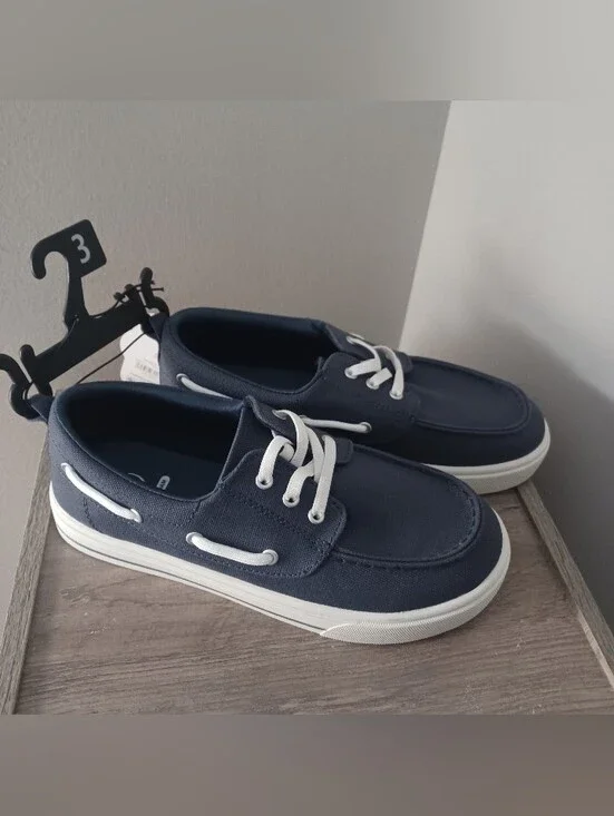 Wonder Nation Navy Boat Shoes Boys Sz 3