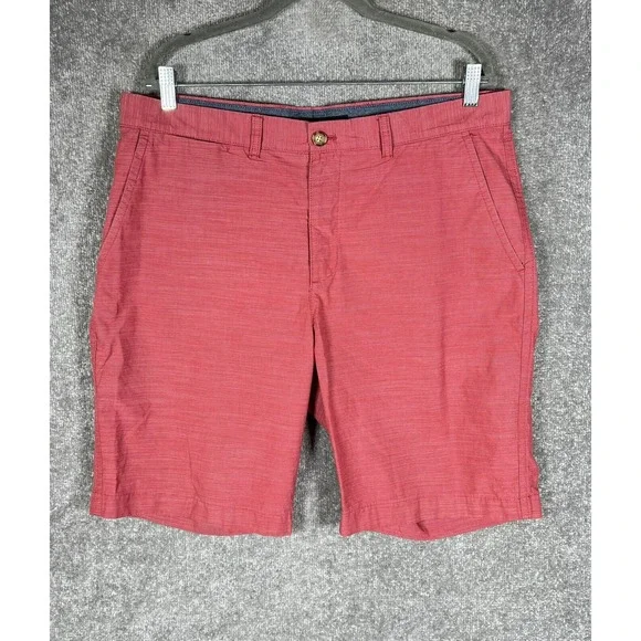 Tommy Hilfiger‎ Striped Chino Shorts Mens Size 36 Pale Red Cotton Pockets