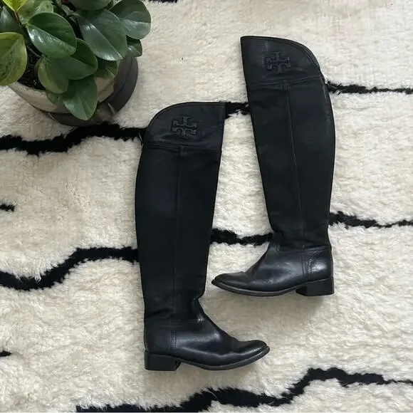 Tory Burch Simone Black Over-the-Knee Riding Boots