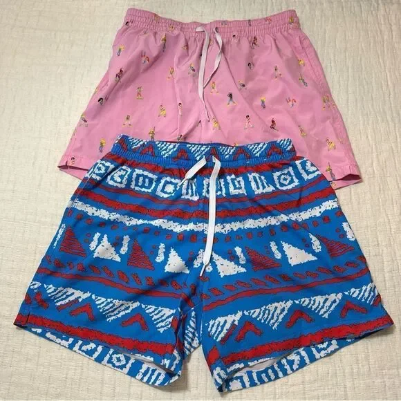 Lot Of 2 Chubbies Swim Trunks Men’s Size Medium Colorful *Liners Been Cut Out*