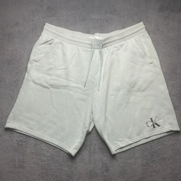 Calvin Klein Jeans CK Shorts Monogram Logo Fleece Shorts Size 2XL Men Light Blue