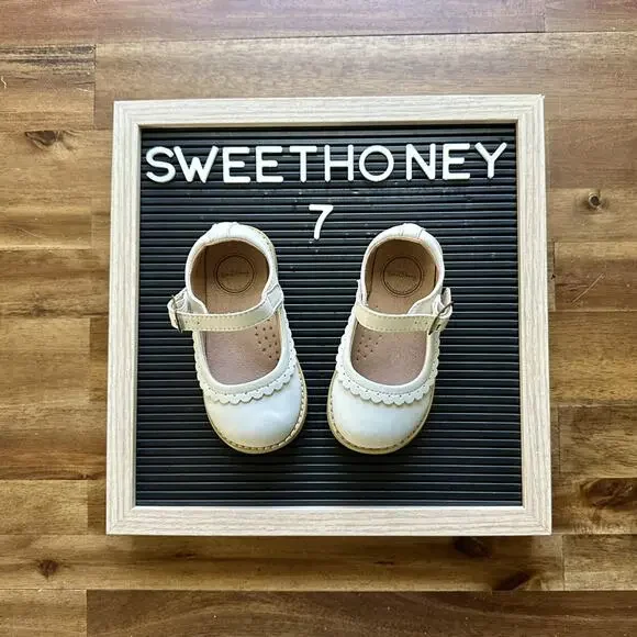 SweetHoney Scalloped Mary Jane Shoes Dove Cream Scallops Preppy Classic 7