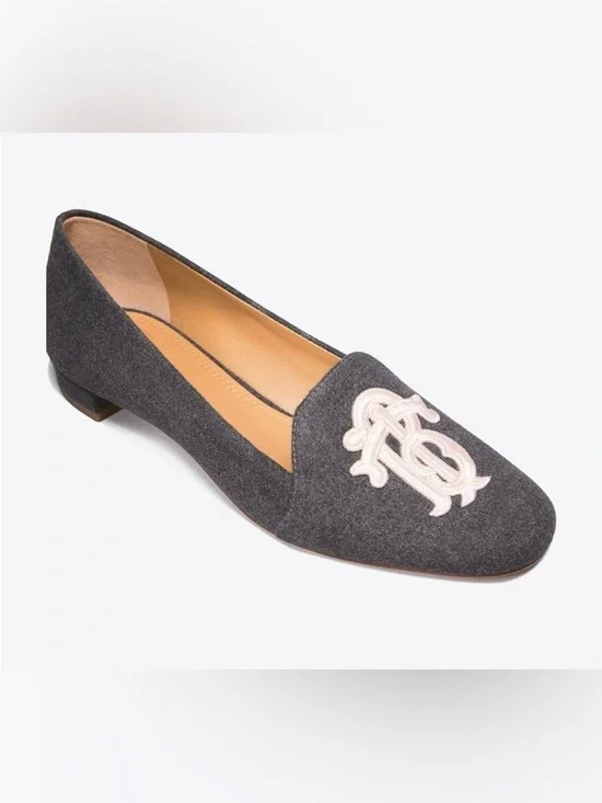 Tory Burch Antonia Smoking Loafer Wool Felt Gray Size 8.5