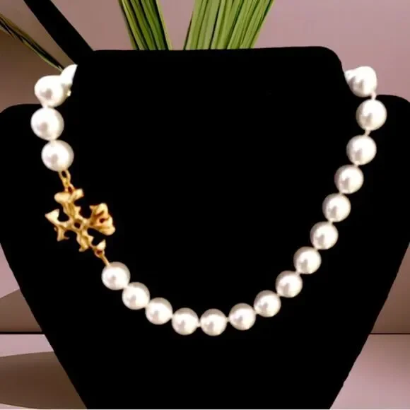 TORY BURCH ROXANNE PEARLS STATEMENT CHOKER NECKLACE