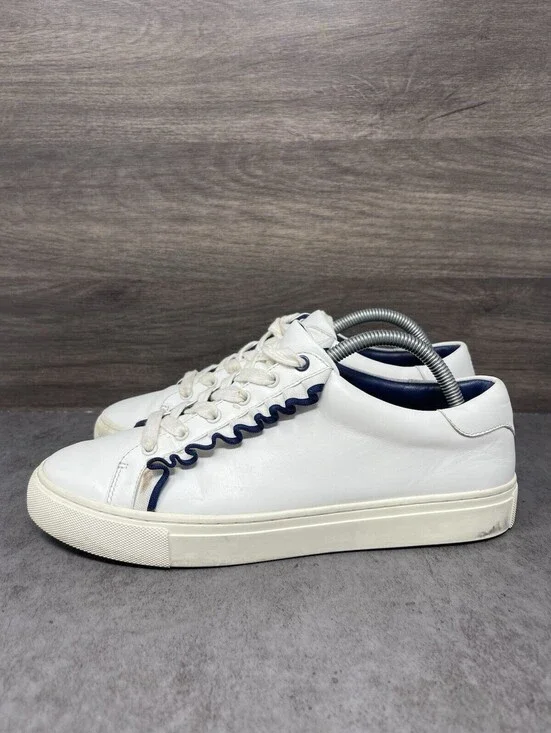 Tory Burch Ruffle Sneakers Womens Size 9.5 White Leather Sport
