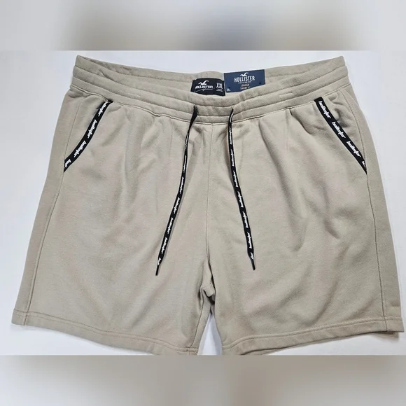 Hollister Shorts Mens XXL Tan Athletic Joggers Adjustable Waist Y2K Preppy Style