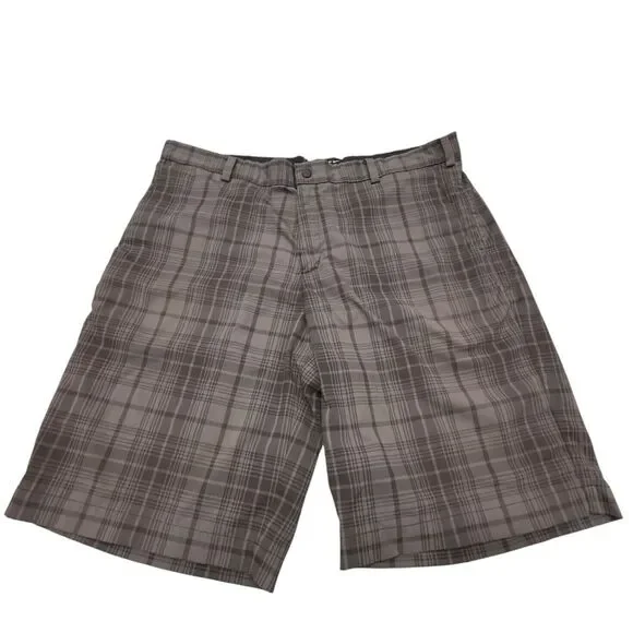 Nike Golf Tour Performance Dri-Fit Men's 38 Black‎ Gray Plaid Shorts Stretch