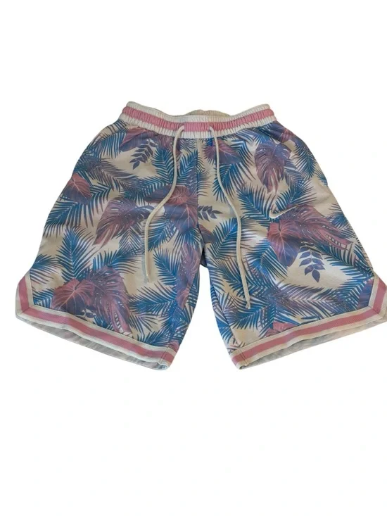 Nike DriFit Men’s Tropical Pattern Athletic Basketball Shorts White Blue Pink S