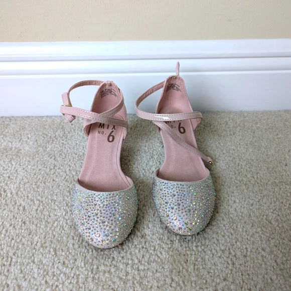 MIX NO. 6 | Girls Glitter Tiffany Wedge Pumps - Pink and Silver