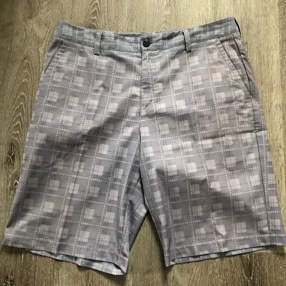 Adidas Men's Climalite Gray Plaid Golf Athleisure‎ Shorts Sz 34