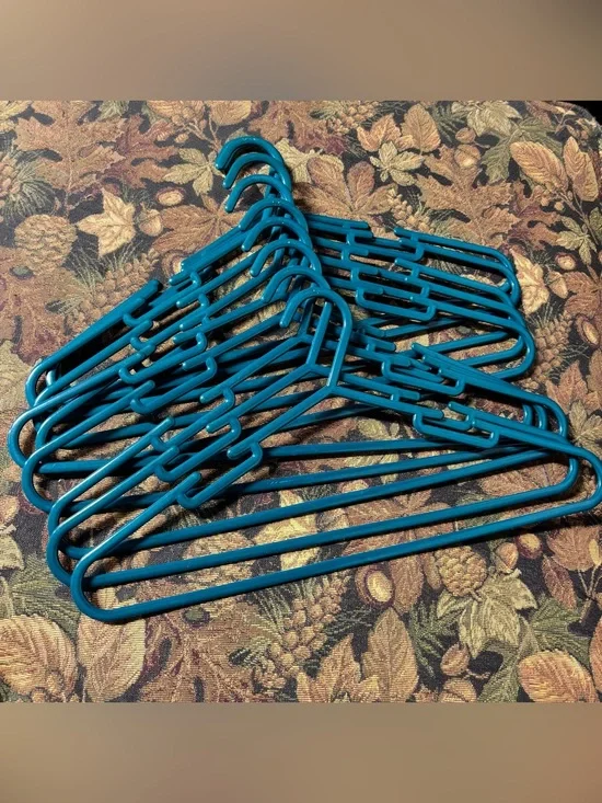 Set of 10 Teal Plastic Clothing Hangers