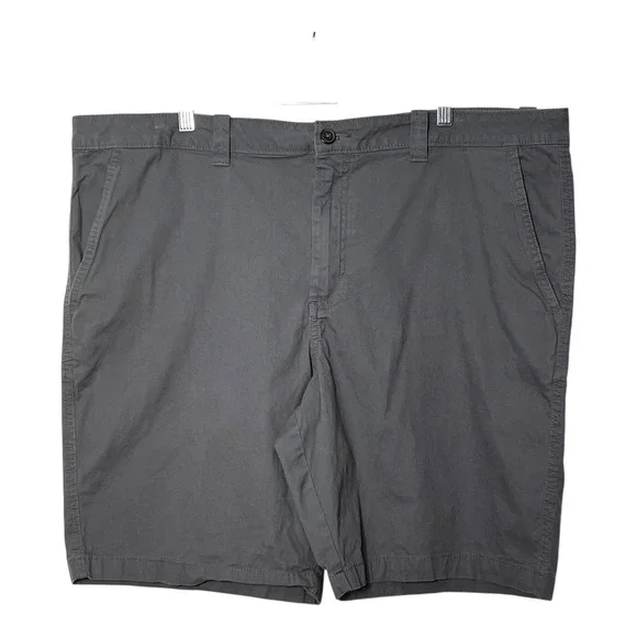 Magellan Outdoors Mens 42W Charcoal Gray Flat Front Stretch Cotton Shorts