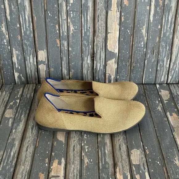 Rothy's Gold Knit Ballet Flats Shoes, Girls Size 1, Round Toes Slip-On Flats