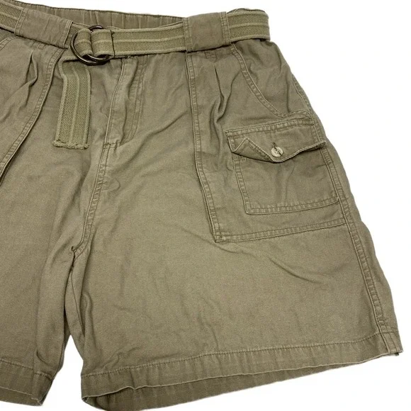 XX STAT Cotton Shorts Mens Lg Khaki Cargo‎ Utilitarian D Ring Belt Outdoor Belt