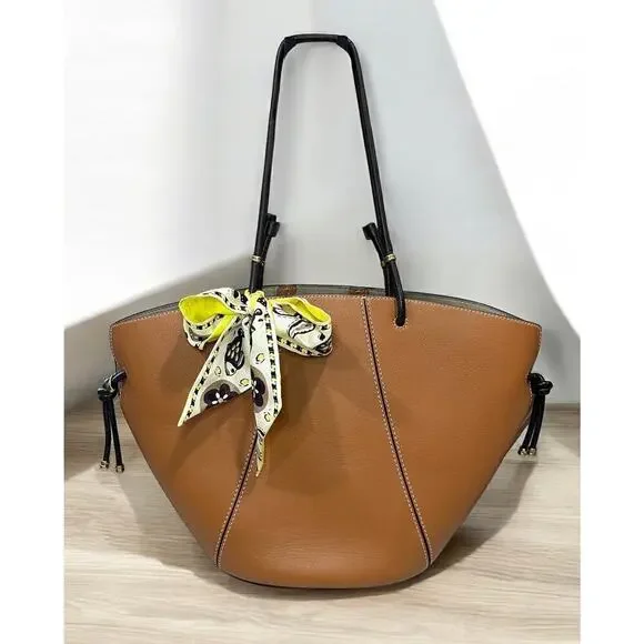 Tory Burch Leather Spaghetti Strap Tote Bag