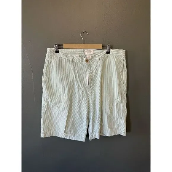 American Eagle Mens Green Striped Chino Shorts Size 38