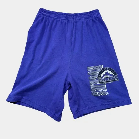Vintage 1995 Colorado Rockies Shorts Large MLB On Contact Purple 90s Baseball