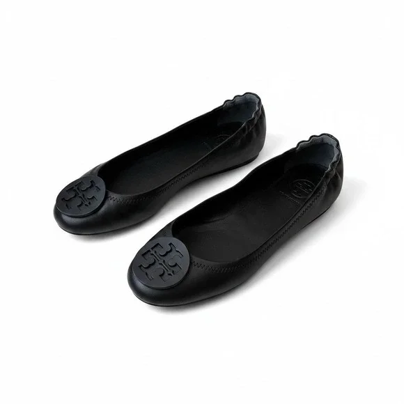 Tory Burch Women's Size 6.5  Black Minnie Travel Ballet Flats