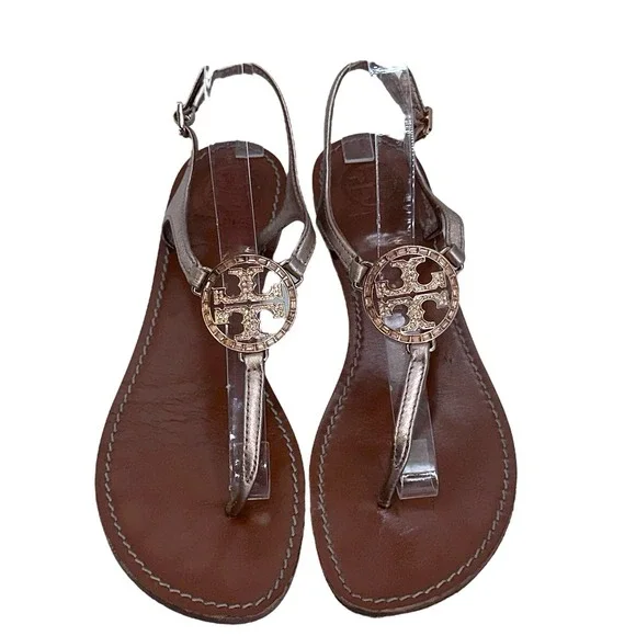 Tory Burch Sling Gold Logo Sandals Size Women's  9‎ M