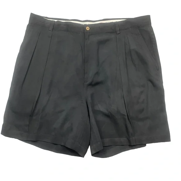 Tommy Bahama 40 Black Pleastd Mens Shorts 100%‎ Silk Pockets