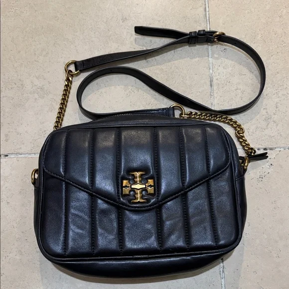 Tory Burch Quilted Black Crossbody Bag with Gold Chain