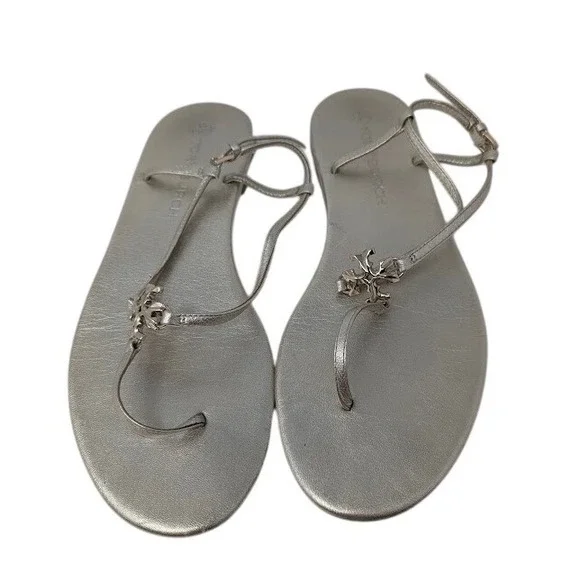 Tory Burch Capri Sandals Metallic Finish ankle straps Women's‎ sz 8