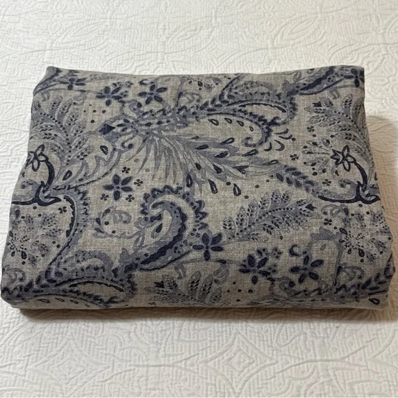 Ethan Allen Queen Duvet Cover Blue Gray Paisley 90