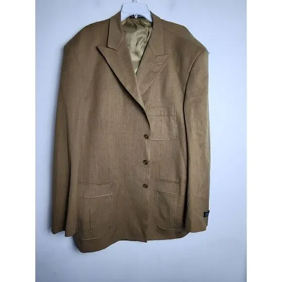 NWT Pure Diamond Apparel Men Brown 100% Wool Blazer Jacket size 52R or XXL,