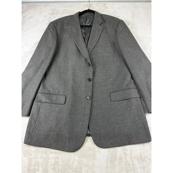 Monsieur by Givenchy Blazer Mens Grey Tan Micro Houndstooth Sport Coat 3-Button