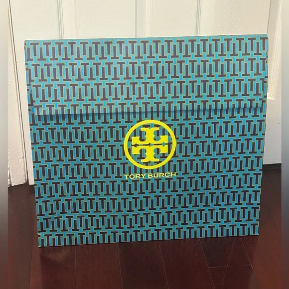 XL Tory Burch Patterned Gift Bag in Blue and Yellow 17”-19”