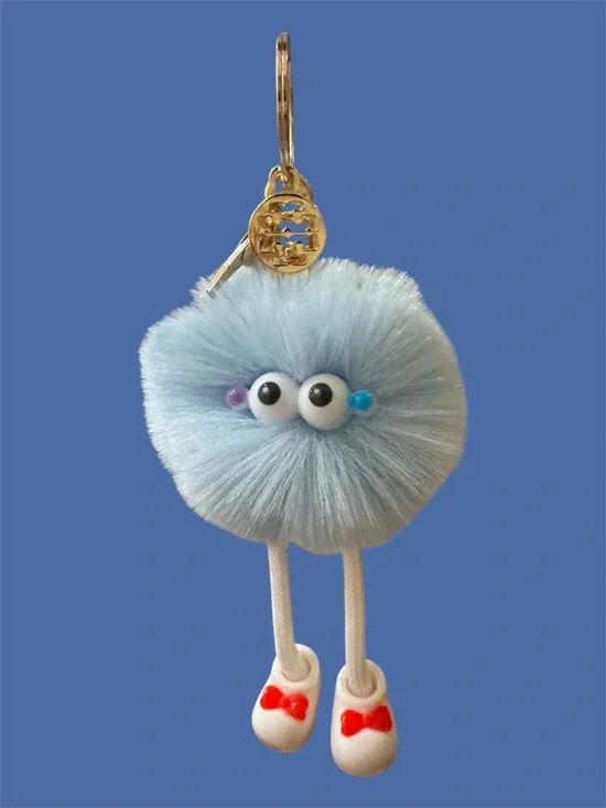 Tory Burch Keychain Bag Charm Azul Pom LuxeLoom Pom Pom