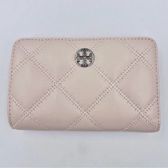 Tory Burch Quilted Willa Leather Wallet Soft Pink NWT