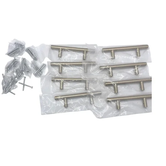 Brushed Brass Cabinet Drawer Pulls‎ Handles Bar Style set of 8 w/Screws 3