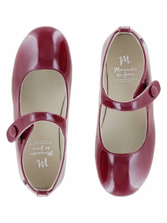 Manuela de Juan Mimi Carmen Patent Mary Jane Shoes Red EU 23 US 7 Spain