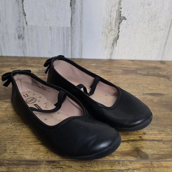 Wonder Nation Memory Foam Toddler Girls Black  Flats Size 11