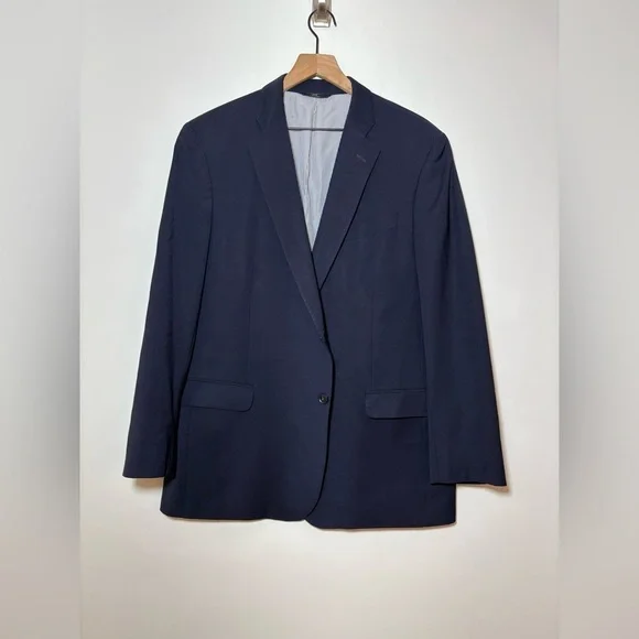 Brooks Brothers 346 Explorer Fitzgerald Fit Solid Navy Blue Wool Blazer Mens 45R