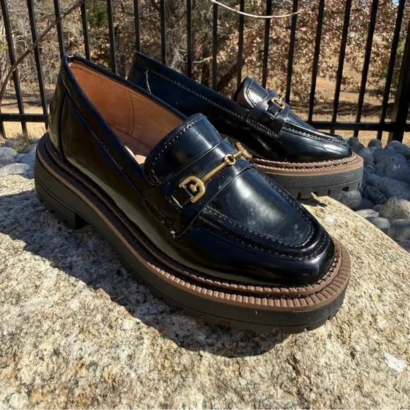 Sam Edelman Girl’s Laurs Leather Lug-Sole Loafers Size 11 Black Dressy Preppy
