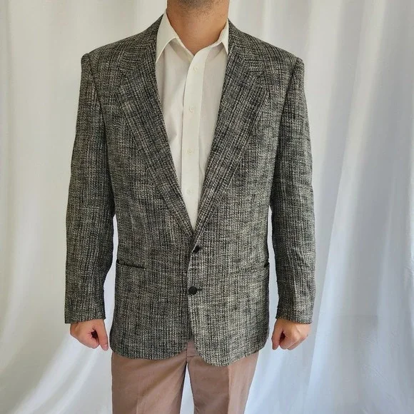 Vintage Black and Tan Knit‎ Blazer
