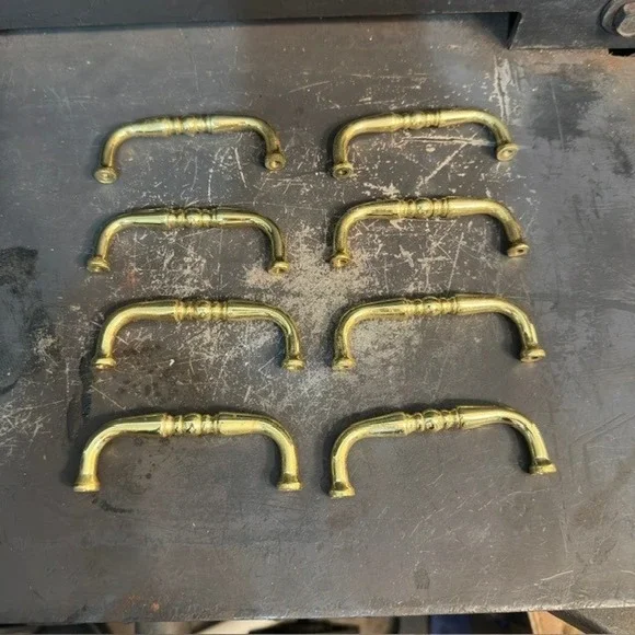 Vintage Brass Drawer Pulls Lot 8 Colonial Farmhouse Cabinet Hardware 3in