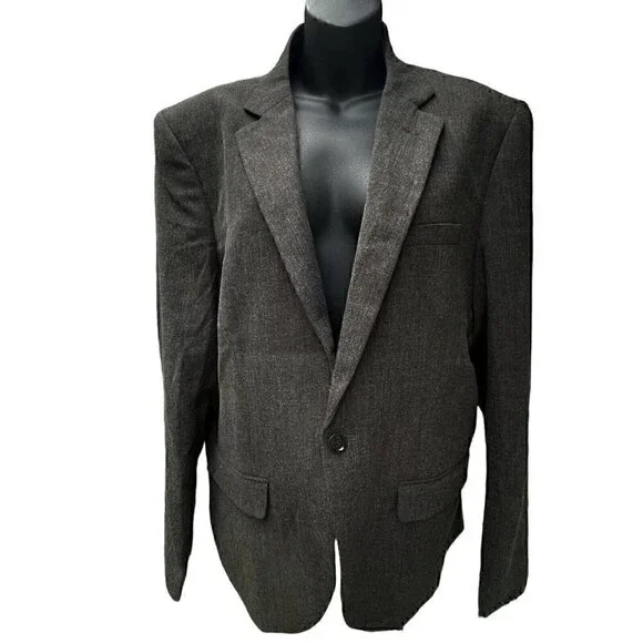 NWT WULFUL Dark Heather Gray Front One Button Single Breasted Blazer Men’s L
