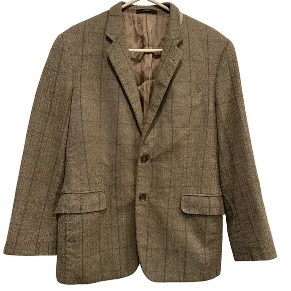 Joseph Abboud American Soft Mens Wool Plaid Blazer Jacket Size 42R