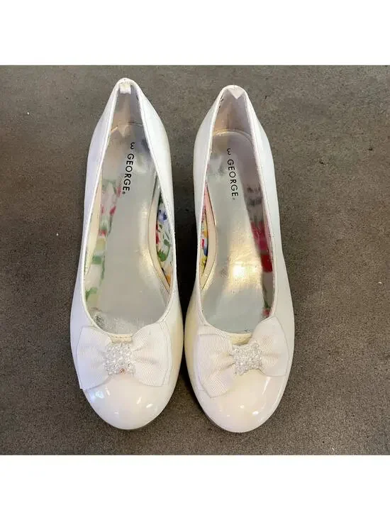 George White Formal Dress Shoes wedding Church shoes Youth Girls 3 NEW