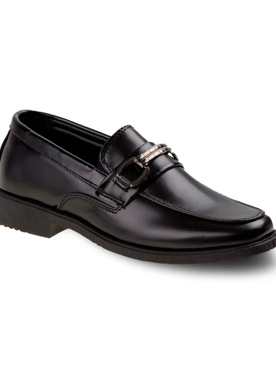 Josmo Boys Dress Shoes  Black Slip-On Comfort Oxford Loafer with Metal Bit